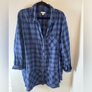 J. Jill Navy and Black Plaid Shirt plus 3x